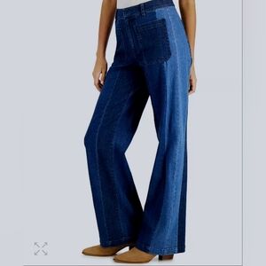 INC International Concepts Blue Flare Wide Leg Jeans